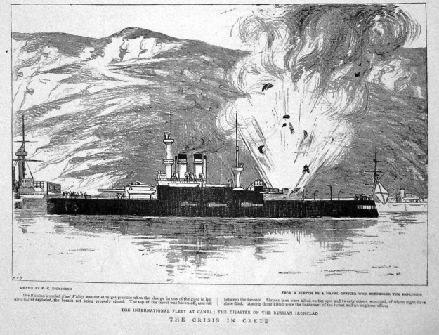 Explosion on Sissoi Veliky. The Graphic 27 March 1897.